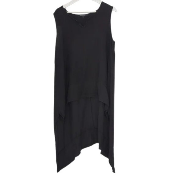 Vivian Shyu black linen asymmetrical high-low top size S/M - Picture 3 of 9